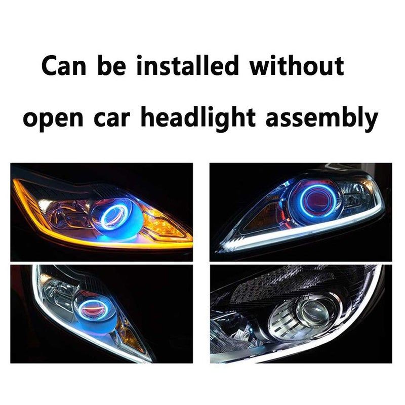 LEADTOPS Flexible LED Strip 2 Pcs 24 Inch Dual Color Headlight Surface Tube White & Amber Daytime Running Waterproof Switchback Sequential Lamp Turn Signal - Image 2